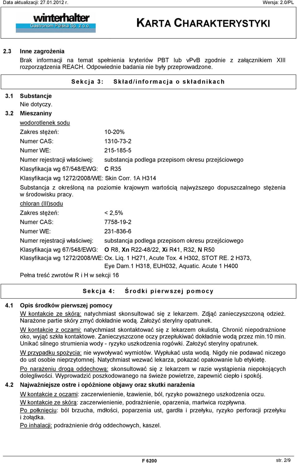Skład/informacja o składnikach 3.