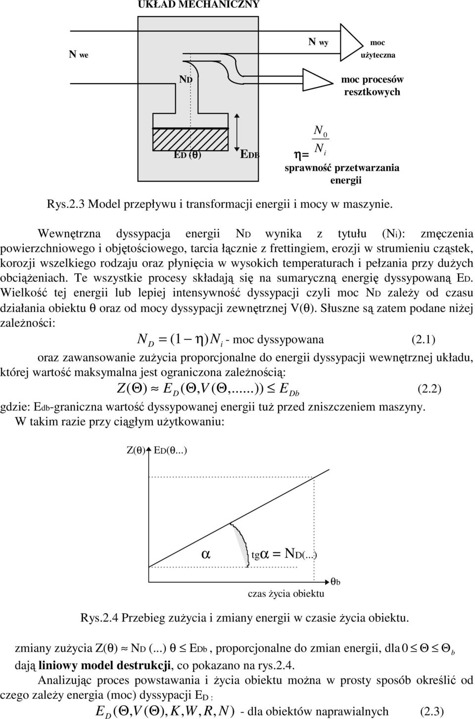 wysokich temperaturach i pełzania przy duych obcieniach. Te wszystkie procesy składaj si na sumaryczn energi dyssypowan ED.