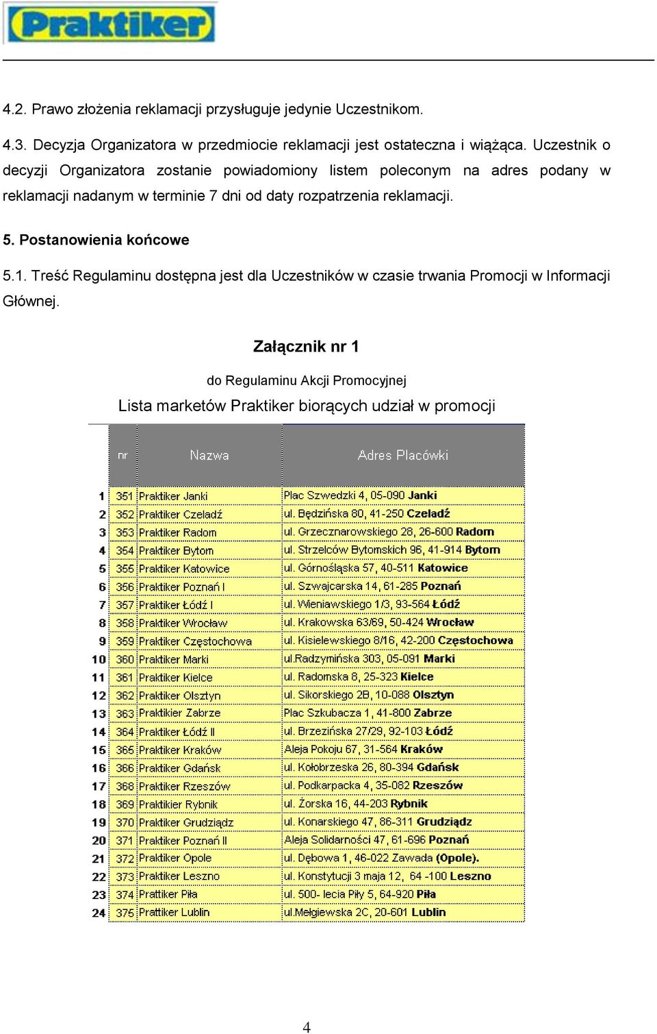 Uczestnik o decyzji Organizatora zostanie powiadomiony listem poleconym na adres podany w reklamacji nadanym w terminie 7 dni od