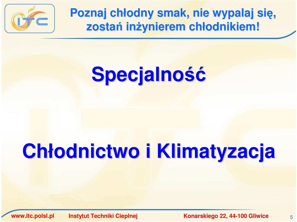 Specjalność Chłodnictwo i Klimatyzacja www.