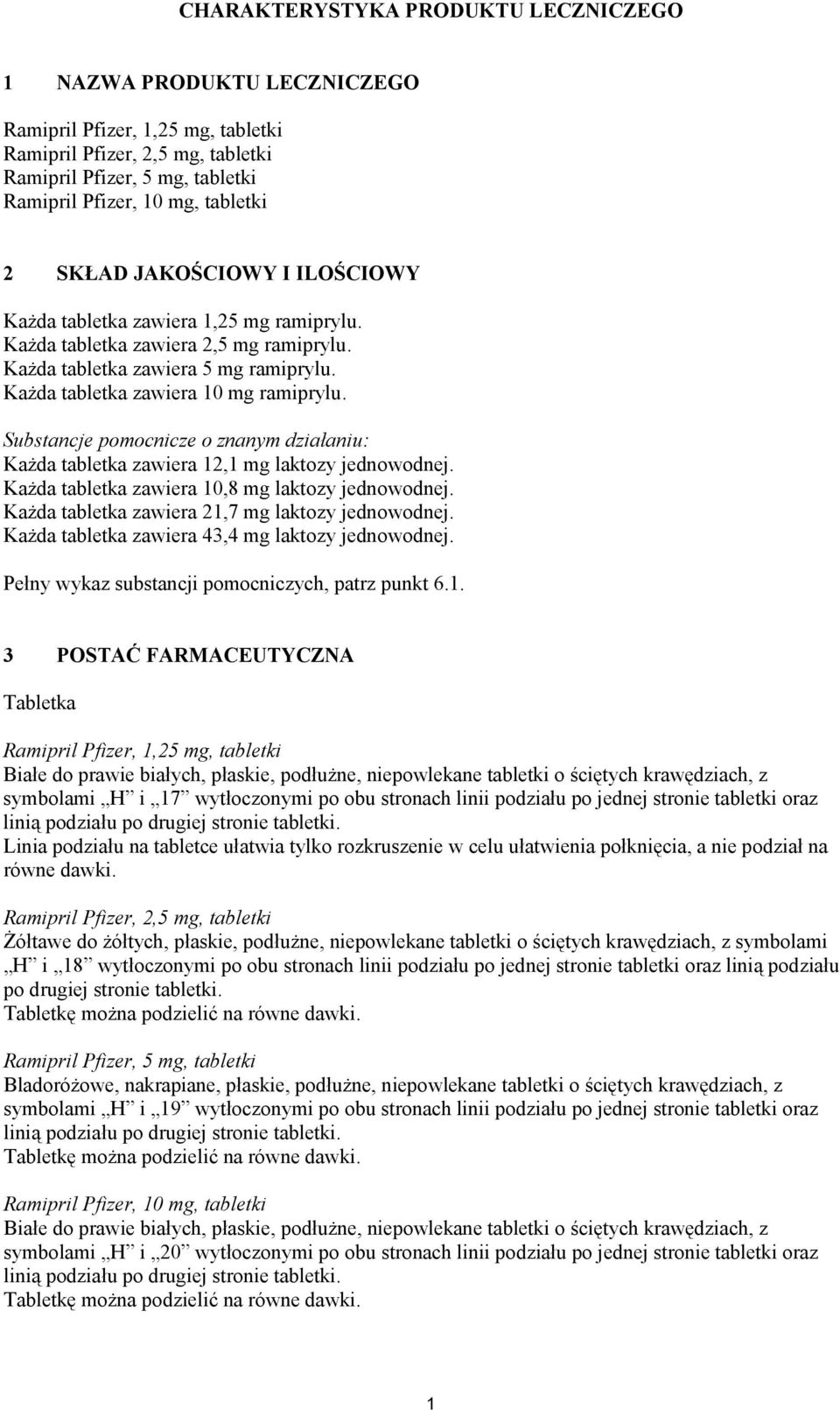 Substancje pomocnicze o znanym działaniu: Każda tabletka zawiera 12,1 mg laktozy jednowodnej. Każda tabletka zawiera 10,8 mg laktozy jednowodnej. Każda tabletka zawiera 21,7 mg laktozy jednowodnej.
