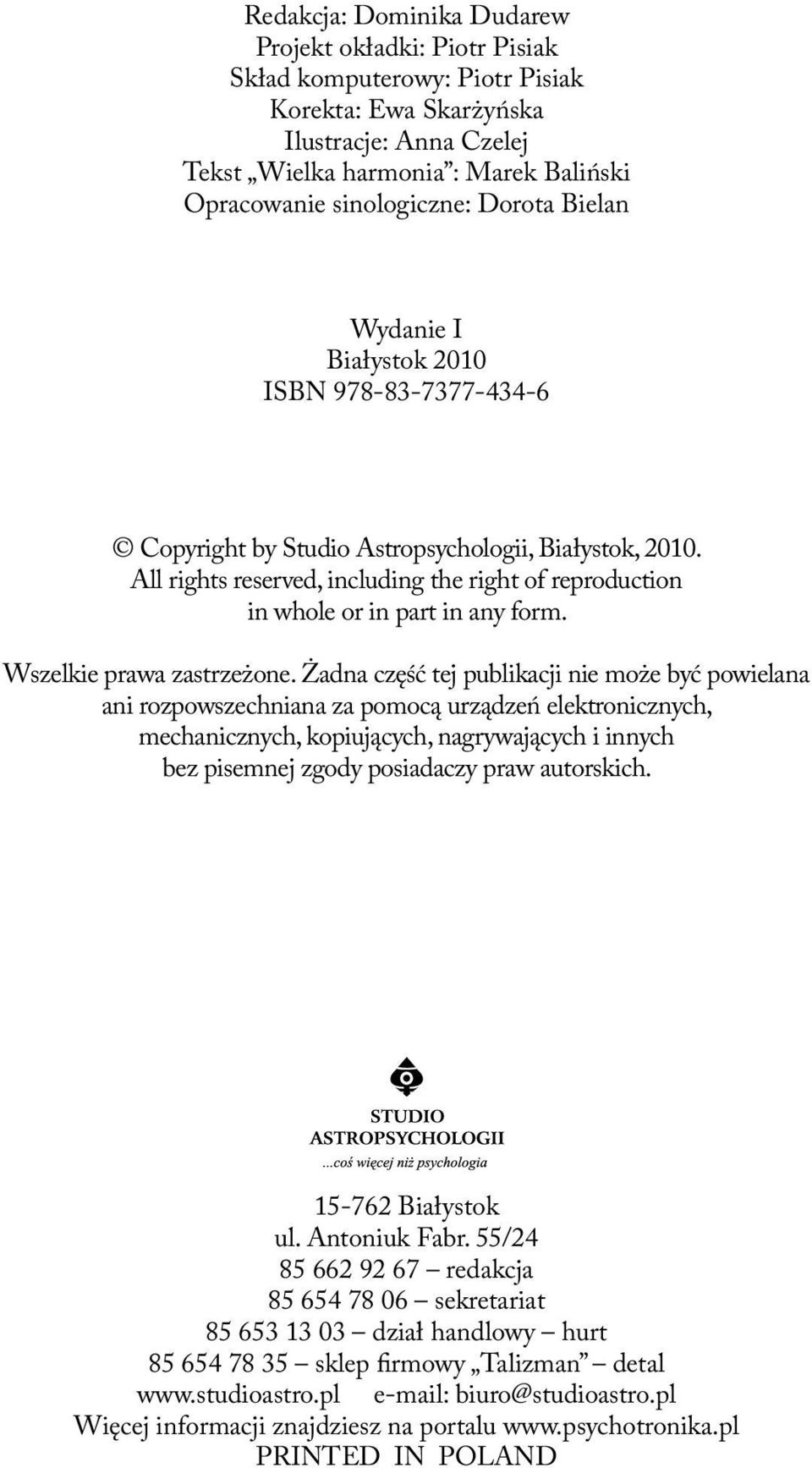 All rights reserved, including the right of reproduction in whole or in part in any form. Wszelkie prawa zastrzeżone.