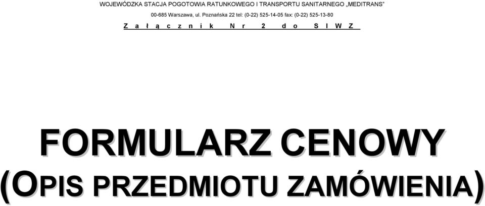 FORMULARZ CENOWY