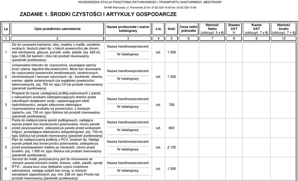 wienia Nazwa producenta i nume