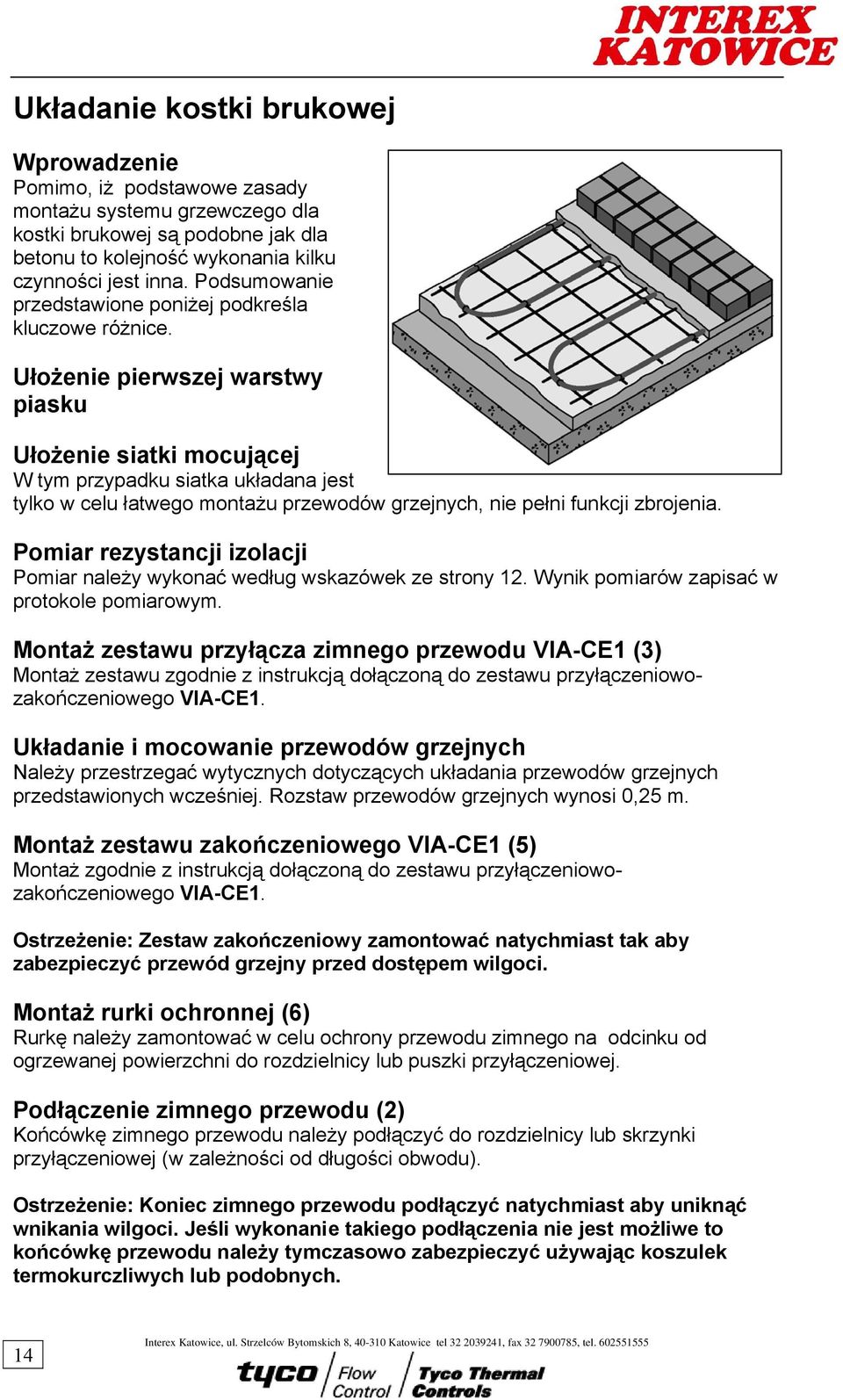Ułożenie pierwszej warstwy piasku Ułożenie siatki mocującej W tym przypadku siatka układana jest tylko w celu łatwego montażu przewodów grzejnych, nie pełni funkcji zbrojenia.