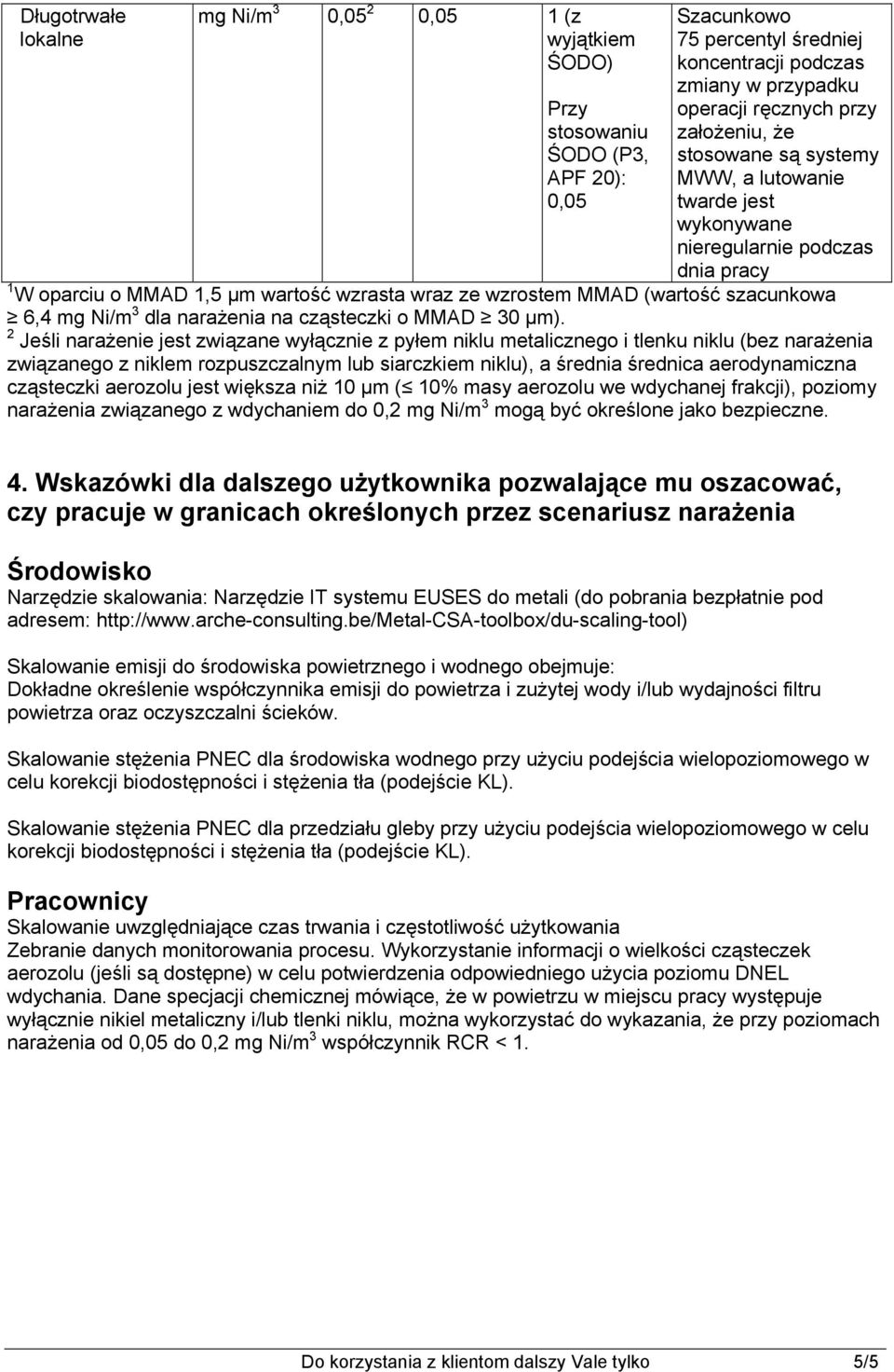 Ni/m 3 dla narażenia na cząsteczki o MMAD 30 μm).