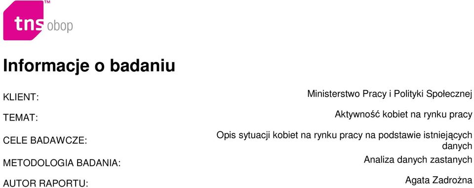 Aktywność kobiet na rynku pracy Opis sytuacji kobiet na rynku