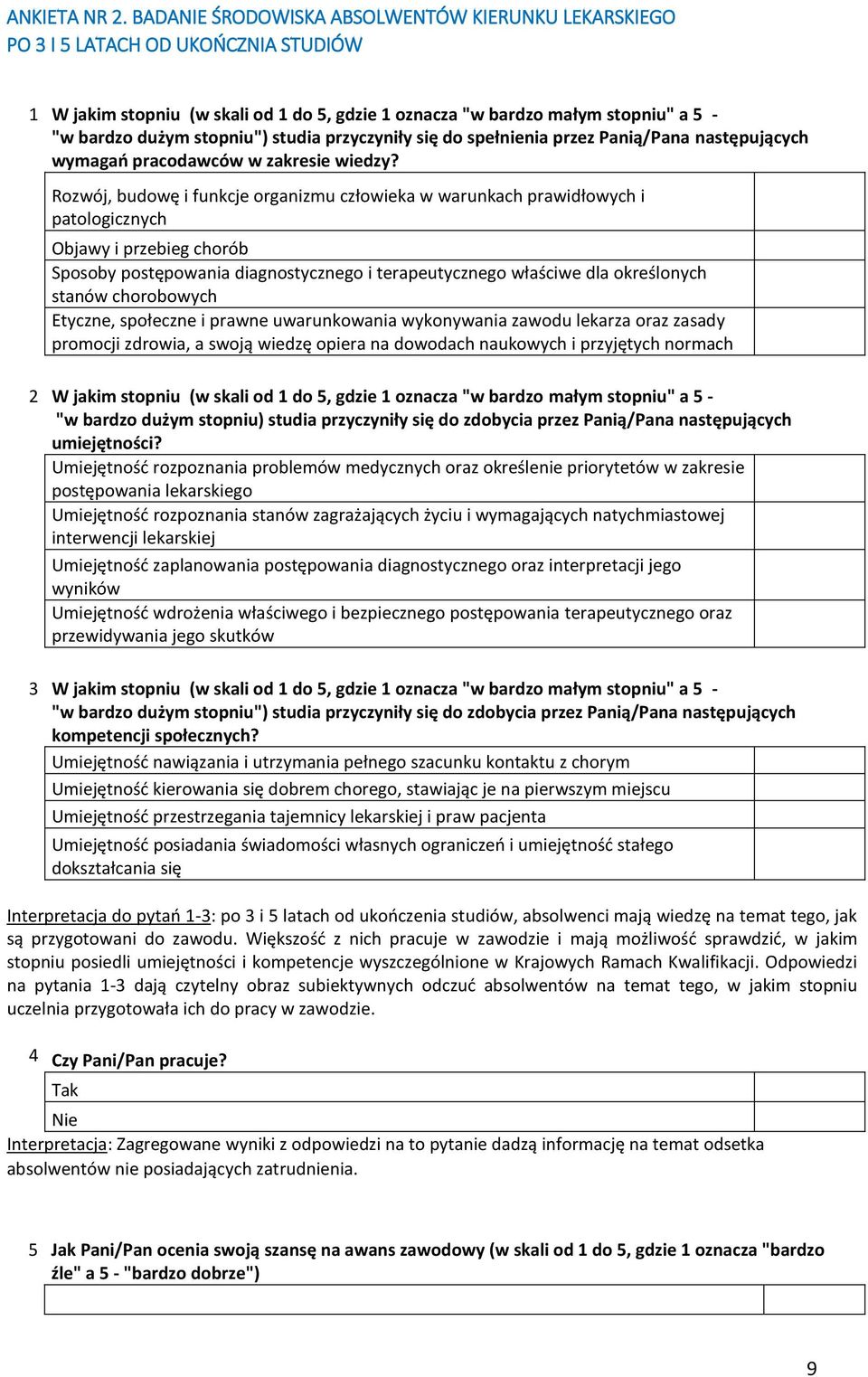 studia przyczyniły się do spełnienia przez Panią/Pana następujących wymagań pracodawców w zakresie wiedzy?