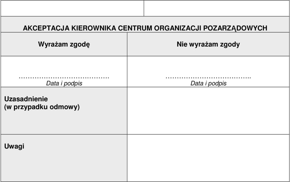 Nie wyraŝam zgody. Data i podpis.