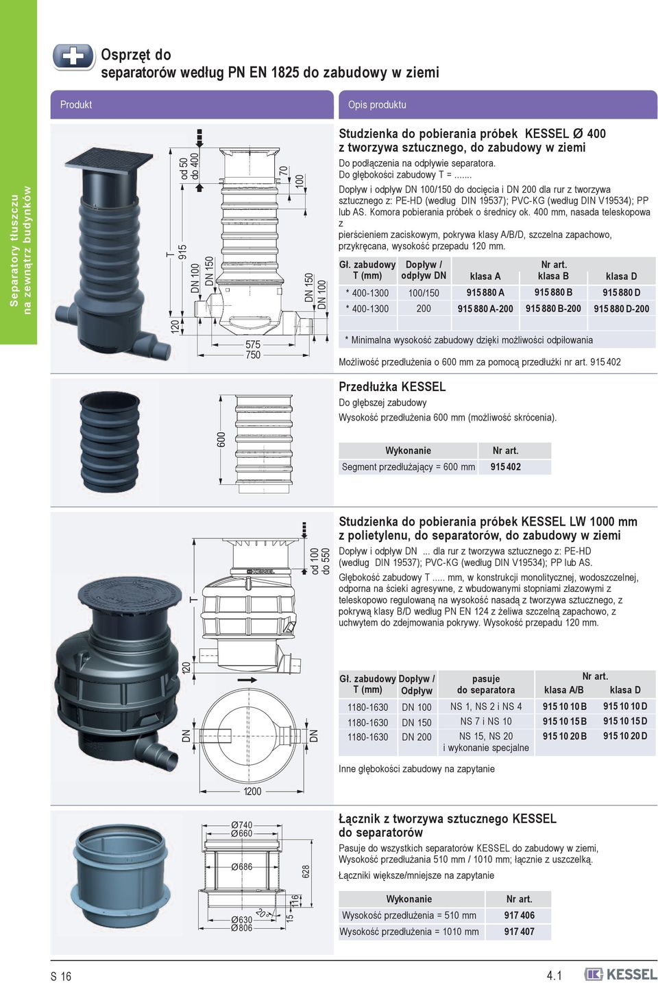 Komor poierni próek o średnicy ok. 400 mm, nsd teeskopow z pierścieniem zciskowym, pokryw ksy A/B/D, szczen zpchowo, przykręcn, wysokość przepdu 0 mm. Gł.