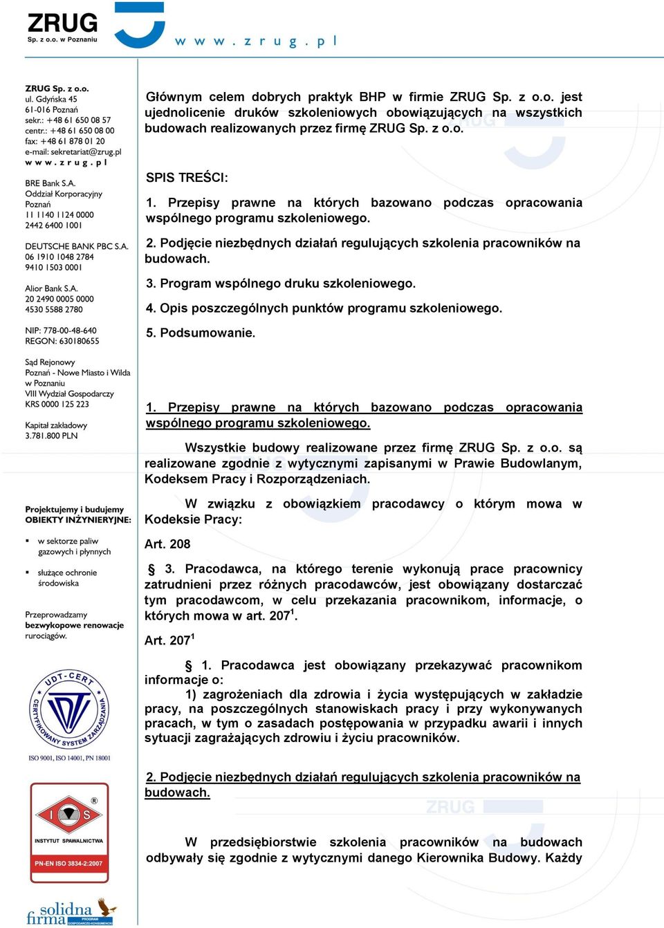 Program wspólnego druku szkoleniowego. 4. Opis poszczególnych punktów programu szkoleniowego. 5. Podsumowanie. 1.