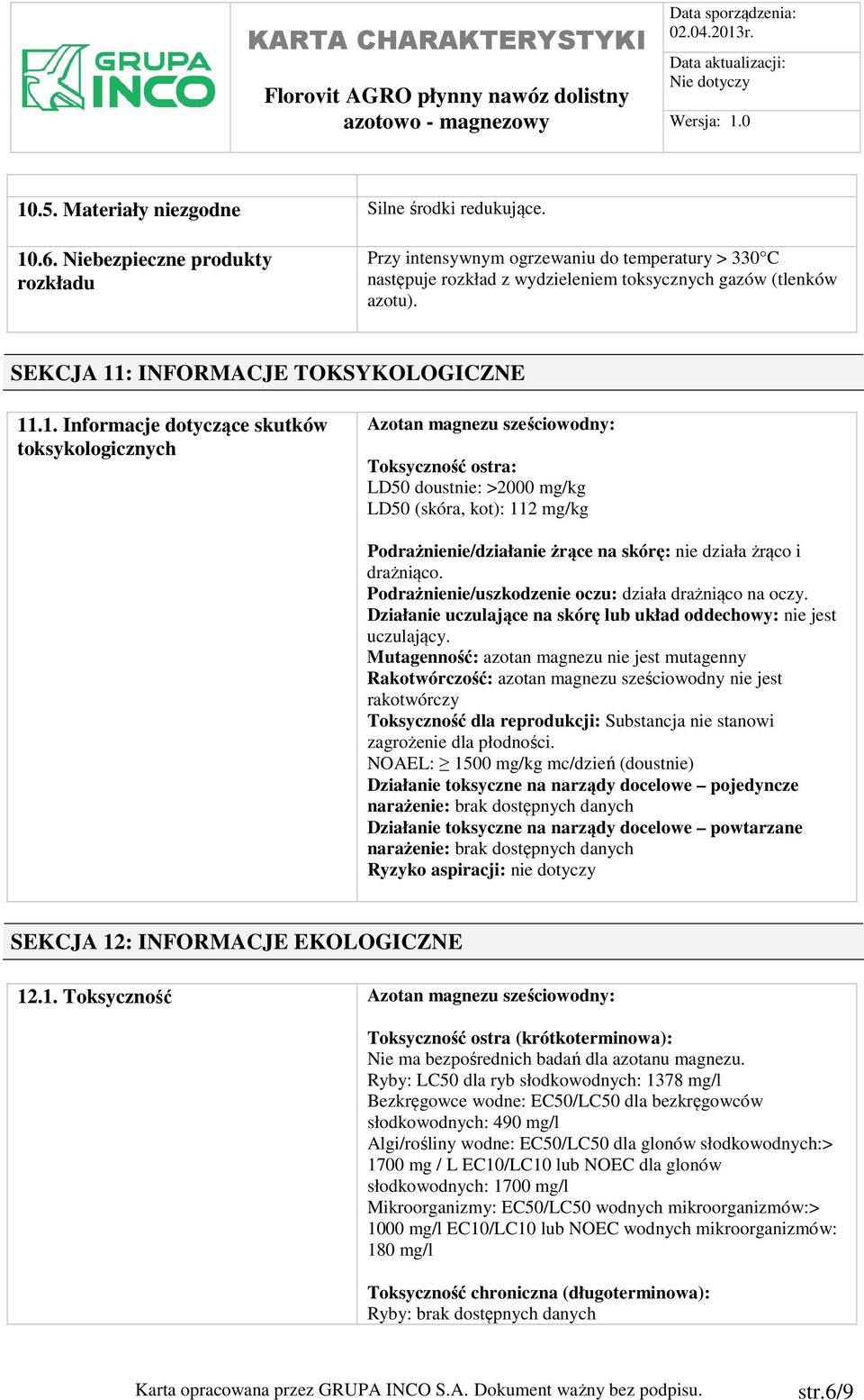 : INFORMACJE TOKSYKOLOGICZNE 11