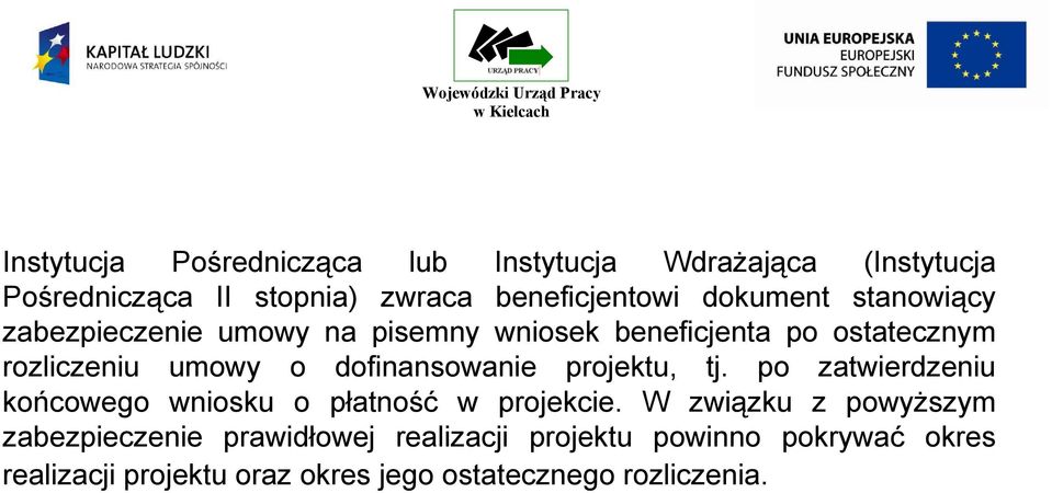 dofinansowanie projektu, tj. po zatwierdzeniu końcowego wniosku o płatność w projekcie.