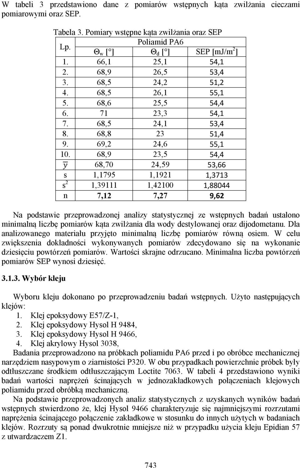 68,9 23,5 54,4 y 68,70 24,59 53,66 s 1,1795 1,1921 1,3713 s 2 1,39111 1,42100 1,88044 n 7,12 7,27 9,62 Na podstawie przeprowadzonej analizy statystycznej ze wstępnych badań ustalono minimalną liczbę