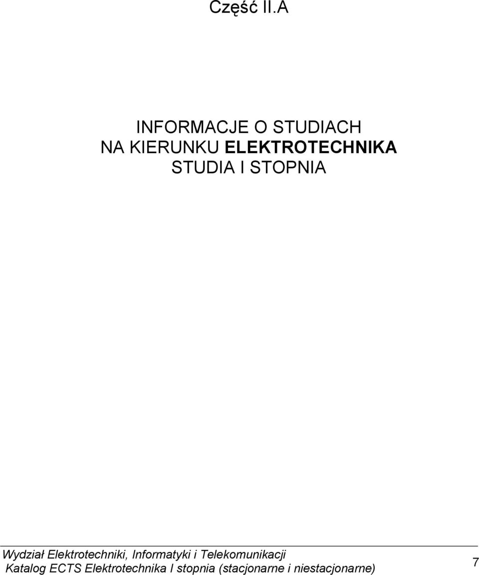 ELEKTROTECHNIKA STUDIA I STOPNIA