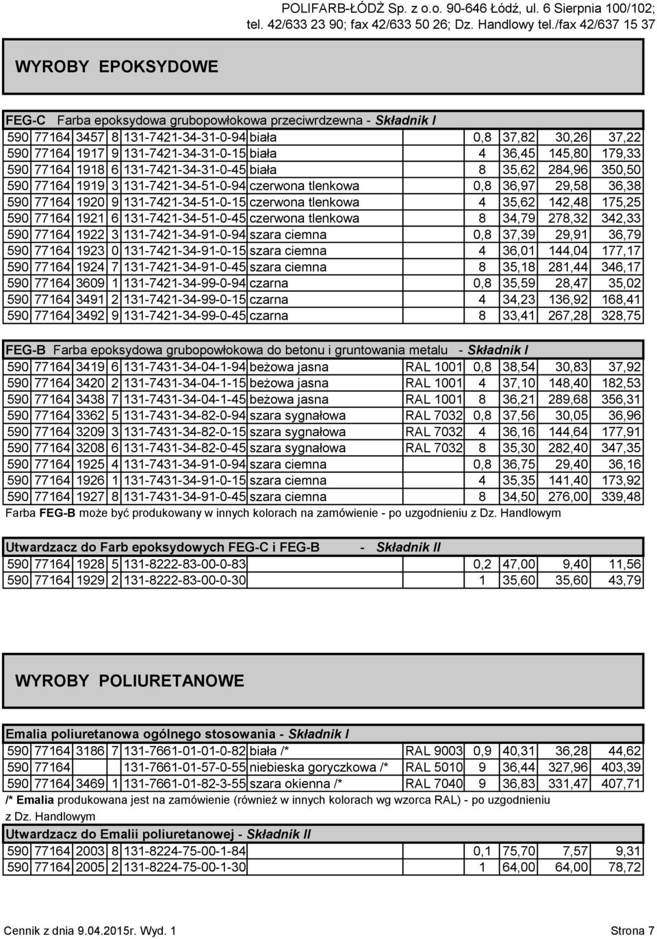 czerwona tlenkowa 4 35,62 142,48 175,25 590 77164 1921 6 131-7421-34-51-0-45 czerwona tlenkowa 8 34,79 278,32 342,33 590 77164 1922 3 131-7421-34-91-0-94 szara ciemna 0,8 37,39 29,91 36,79 590 77164