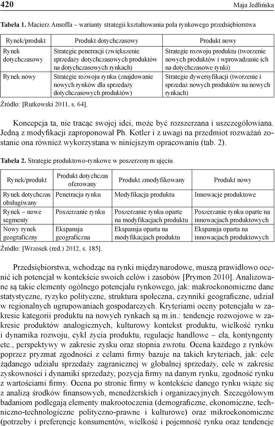 Strategie penetracji (zwiększenie sprzedaży dotychczasowych produktów na dotychczasowych rynkach) Strategie rozwoju rynku (znajdowanie nowych rynków dla sprzedaży dotychczasowych produktów) Strategie