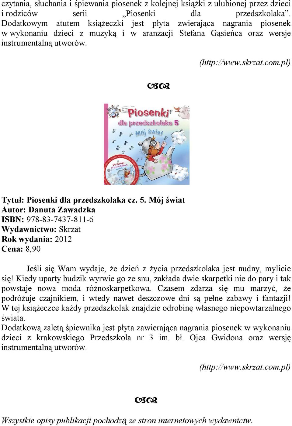 pl) Tytuł: Piosenki dla przedszkolaka cz. 5.