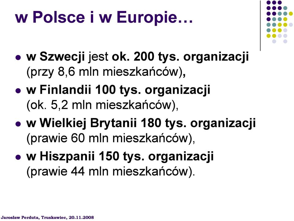 organizacji (ok. 5,2 mln mieszkańców), w Wielkiej Brytanii 180 tys.