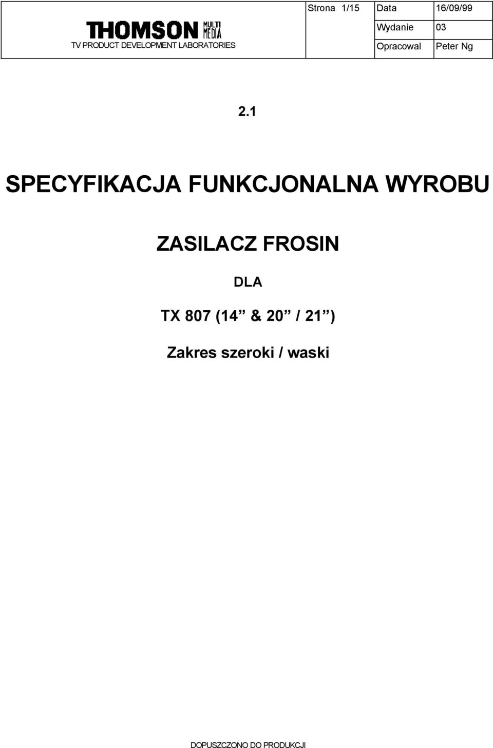WYROBU ZASILACZ FROSIN DLA TX