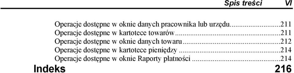 ..211 Operacje dostępne w oknie danych towaru.
