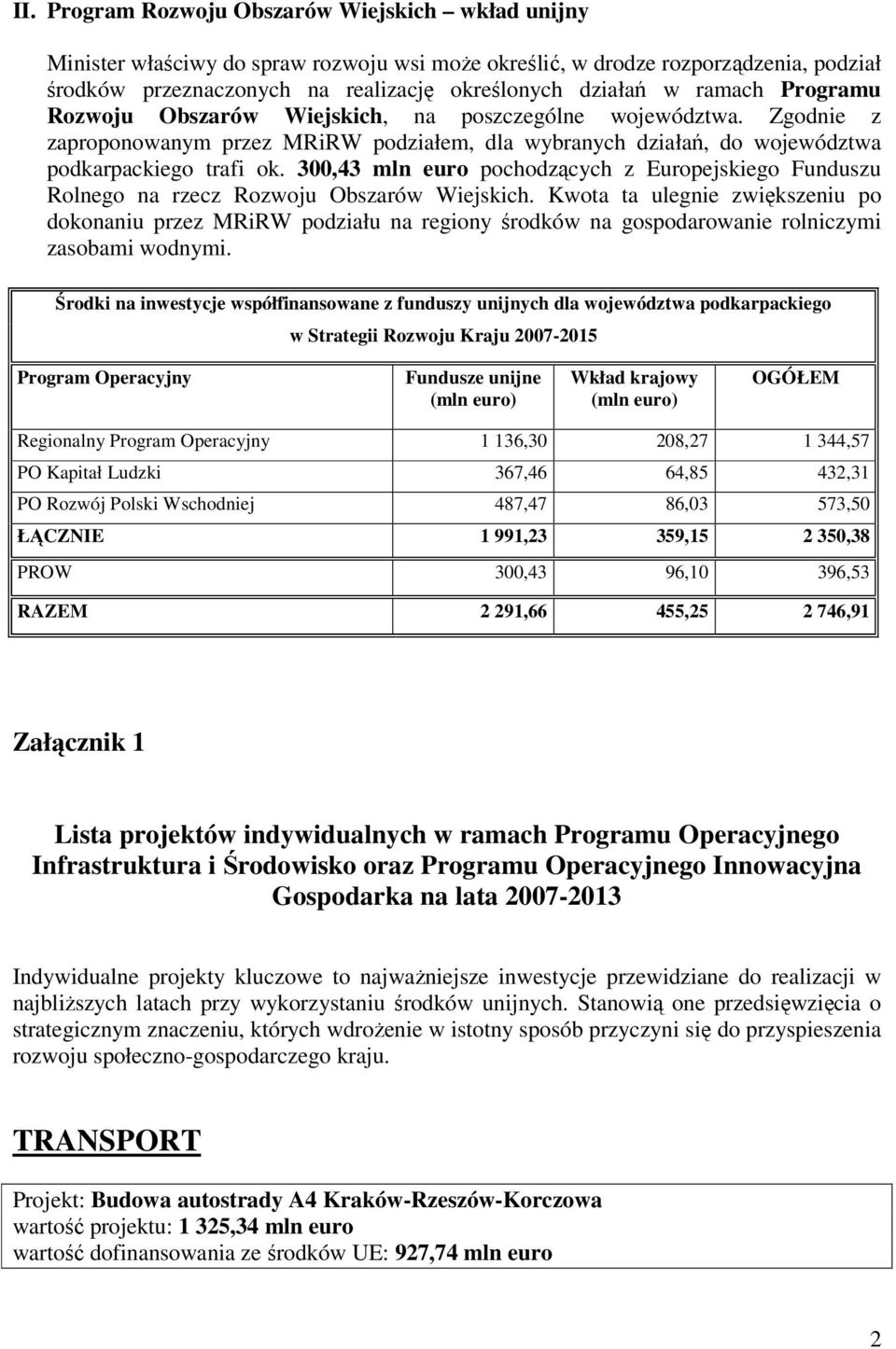 300,43 mln euro pochodzących z Europejskiego Funduszu Rolnego na rzecz Rozwoju Obszarów Wiejskich.