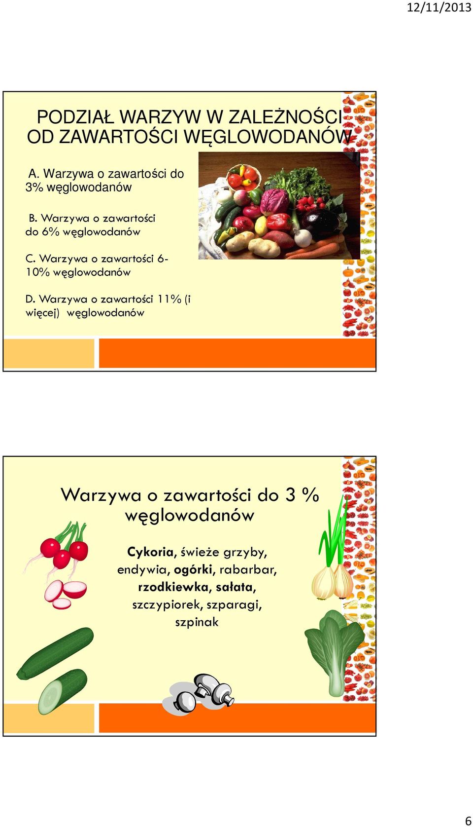 Warzywa o zawartości 6-10% węglowodanów D.