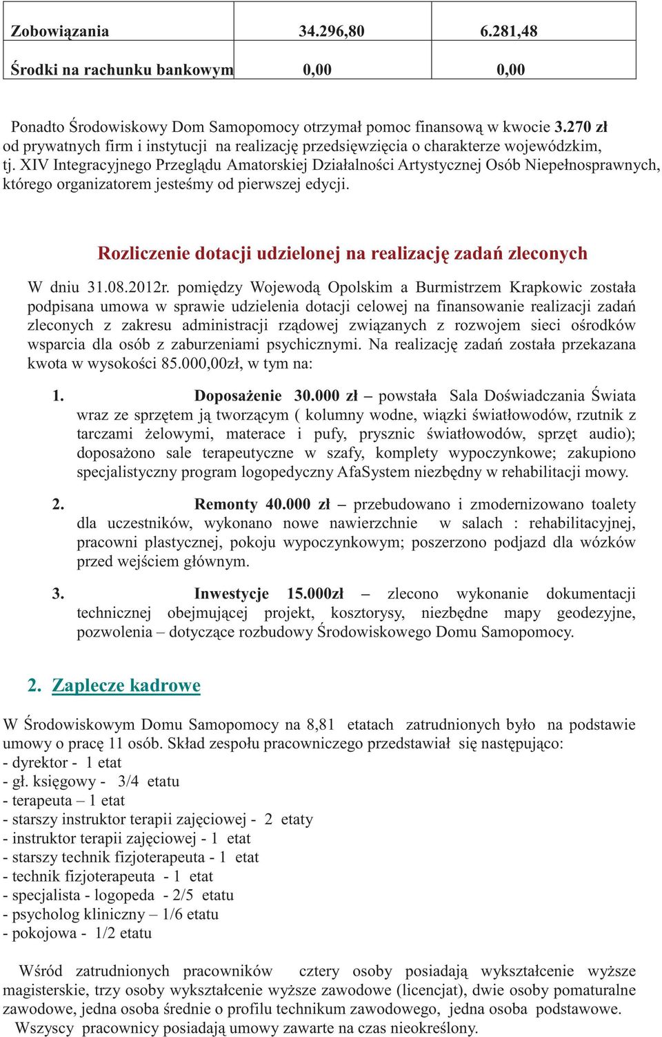 XIV Integracyjnego Przegl du Amatorskiej Działalno ci Artystycznej Osób Niepełnosprawnych, którego organizatorem jeste my od pierwszej edycji.