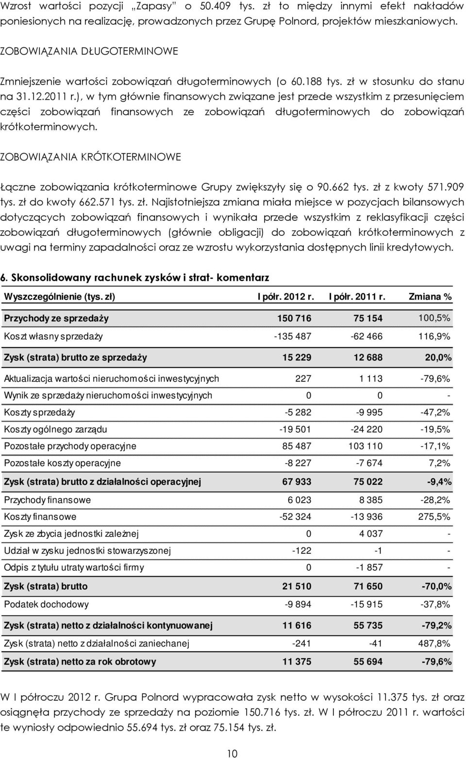 ), w tym głównie finansowych związane jest przede wszystkim z przesunięciem części zobowiązań finansowych ze zobowiązań długoterminowych do zobowiązań krótkoterminowych.