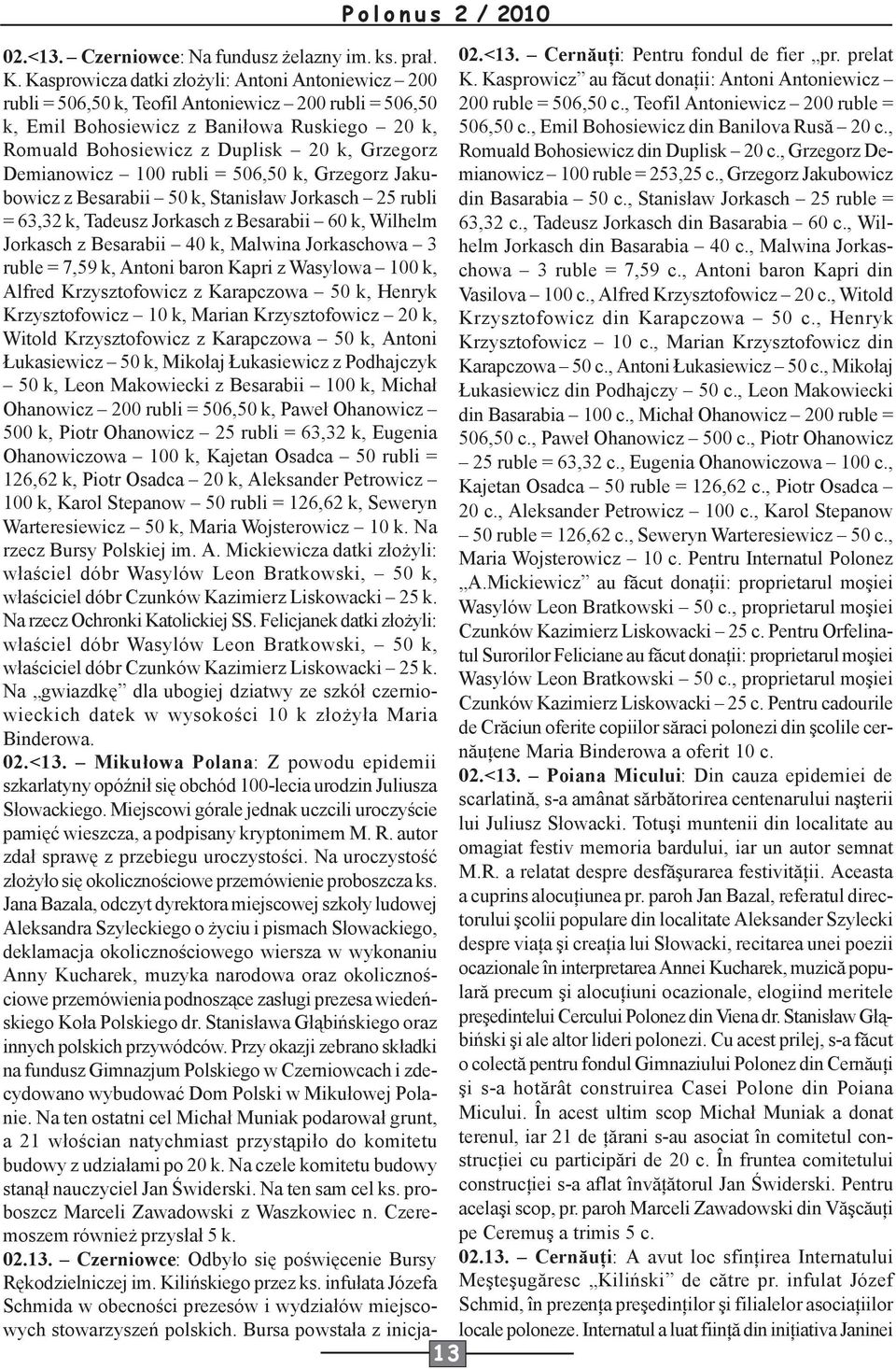 , Teofil Antoniewicz 200 ruble = k, Emil Bohosiewicz z Baniłowa Ruskiego 20 k, 506,50 c., Emil Bohosiewicz din Banilova Rusă 20 c.