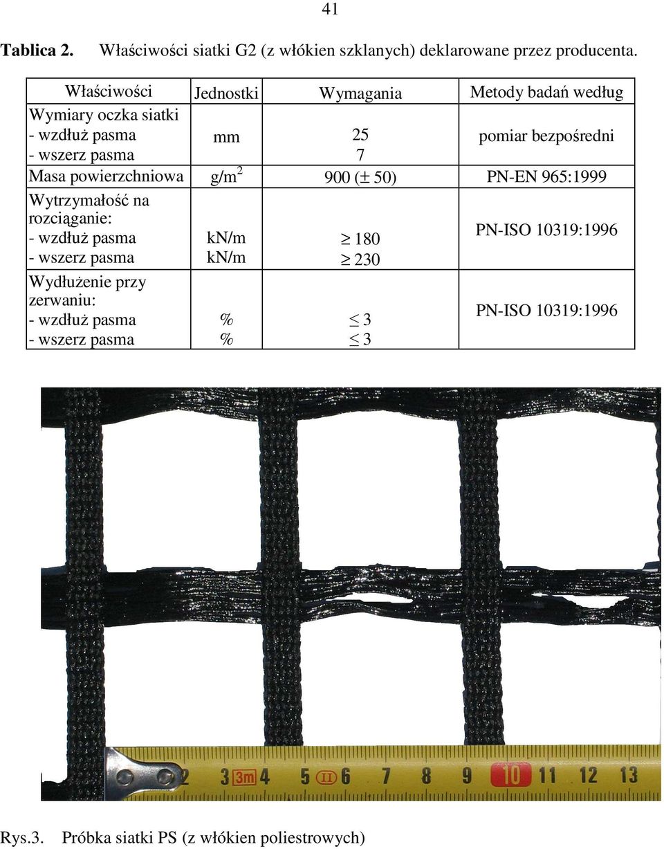 wszerz pasma 7 Masa powierzchniowa g/m 900 (± 50) PN-EN 965:999 Wytrzymałość na rozciąganie: - wzdłuŝ pasma - wszerz