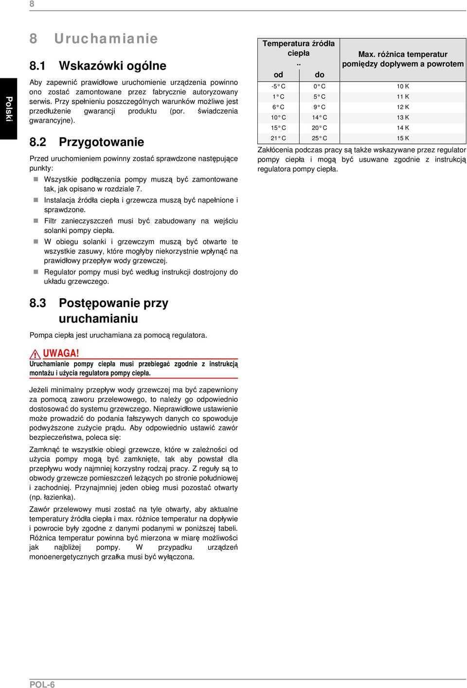 2 Przygotowanie Przed uruchomieniem powinny zostać sprawdzone następujące punkty: Wszystkie podłączenia pompy muszą być zamontowane tak, jak opisano w rozdziale 7.