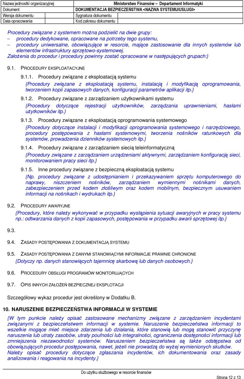 PROCEDURY EKSPLOATACYJNE 9.1.