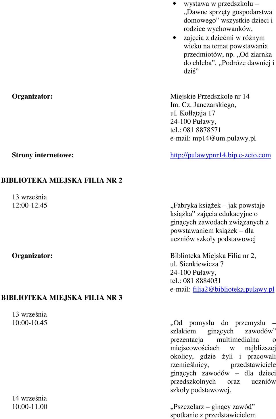 com BIBLIOTEKA MIEJSKA FILIA NR 2 12:00-12.