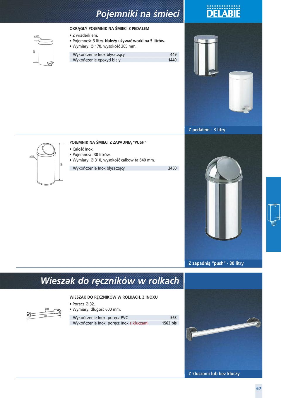 Wymiary: Ø 310, wysokość całkowita 640 mm.