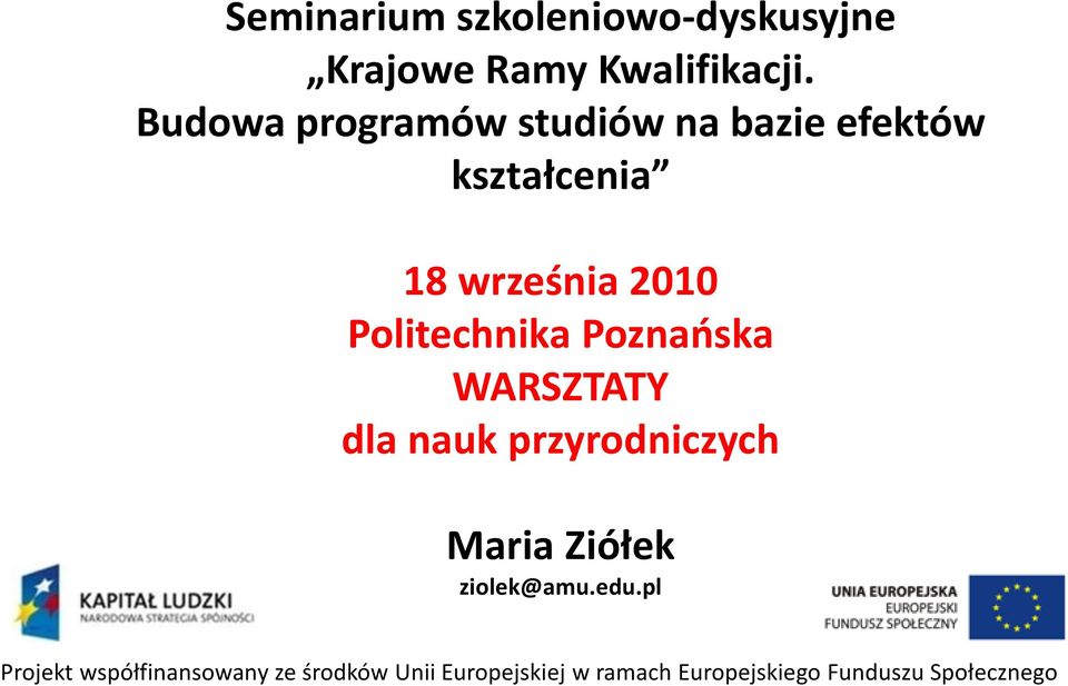 Budowa programów studiów na bazie efektów kształcenia