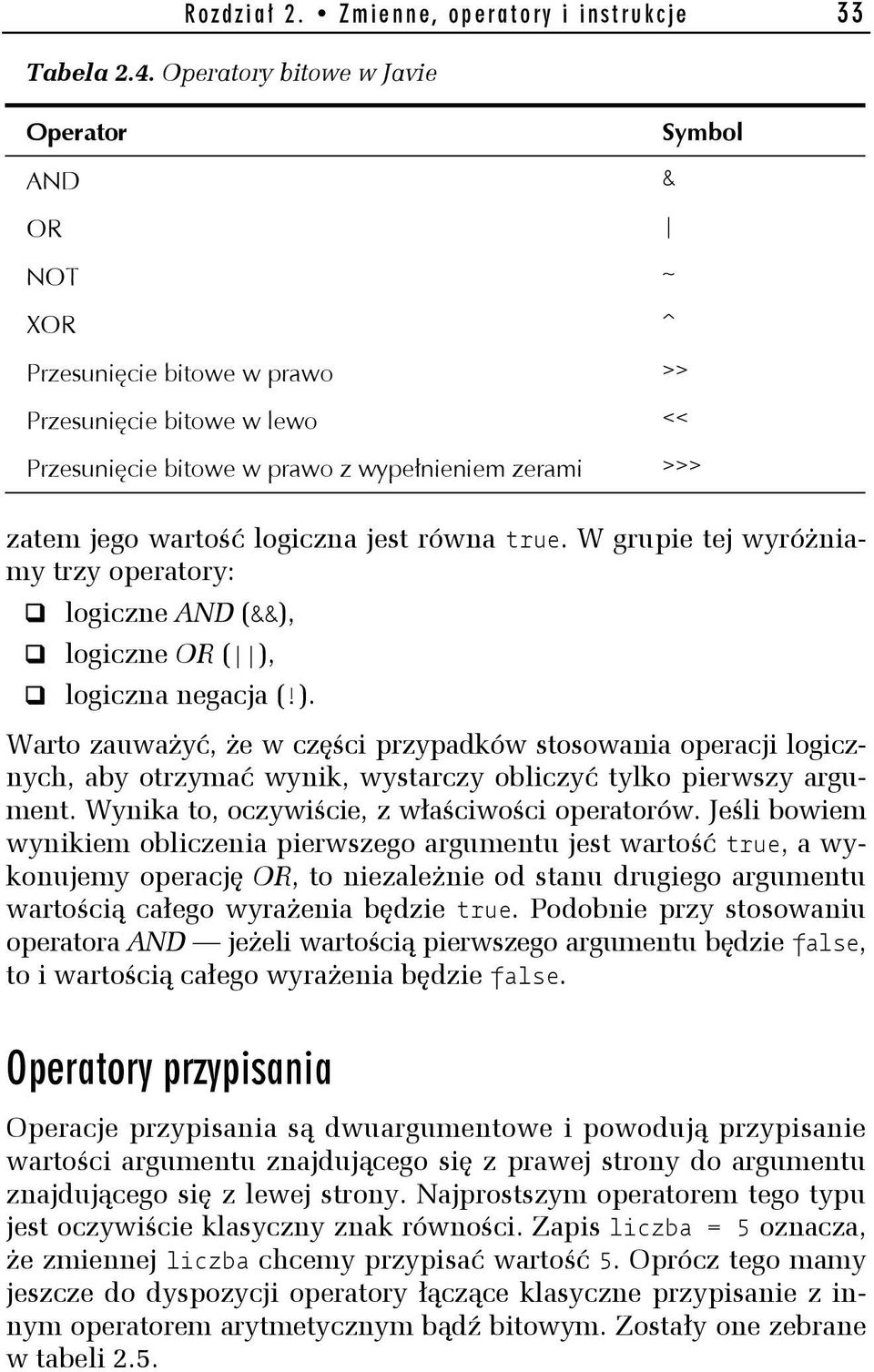 logiczna jest równa true. W grupie tej wyróżniamy trzy operatory: logiczne AND (&&),