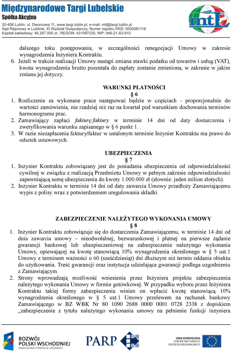WARUNKI PŁATNOŚCI 6 1.
