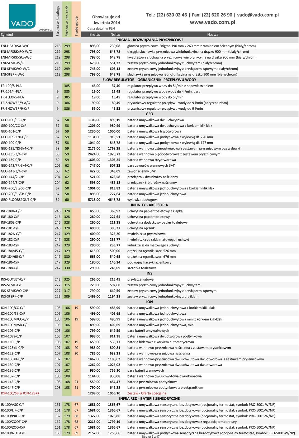 219 299 678,00 551,22 zestaw prysznicowy jednofunkcyjny z uchwytem (biały/chrom) ENI-SFMKWO-W/C 219 299 748,00 608,13 zestaw prysznicowy jednofunkcyjny z przyłączem kątowym (biały/chrom)