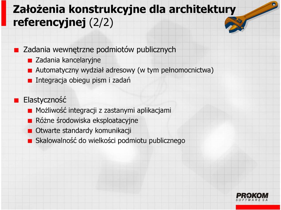 Integracja obiegu pism i zadań Elastyczność Możliwość integracji z zastanymi aplikacjami