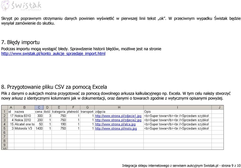 Przygotowanie pliku CSV za pomocą Excela 