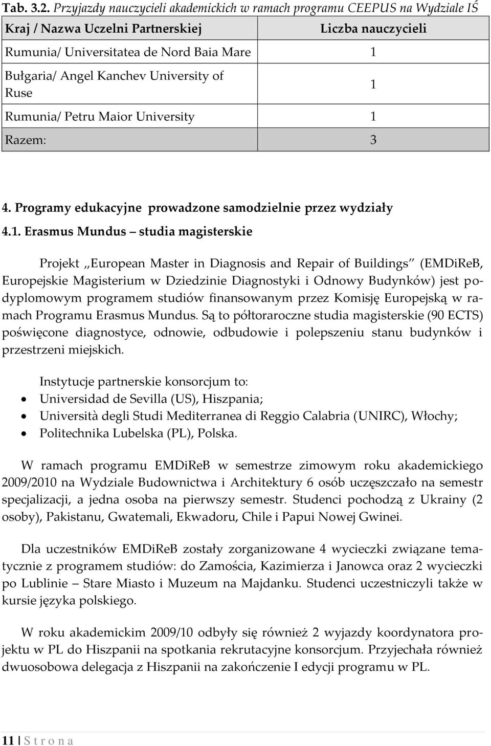 4. Programy edukacyjne prowadzone samodzielnie przez wydziały 4.