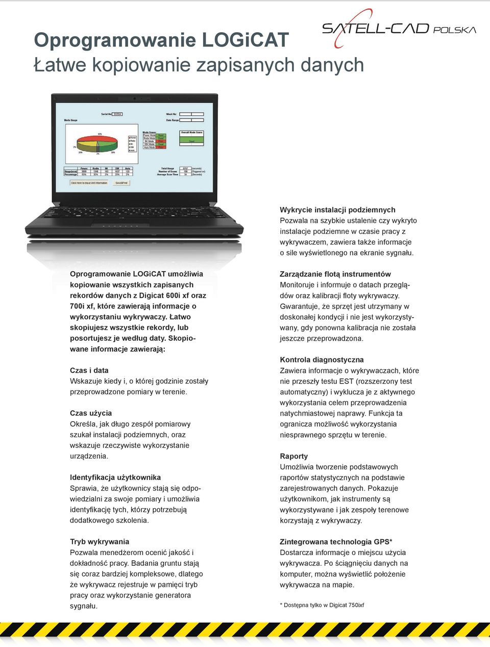 Oprogramowanie LOGiCAT umożliwia kopiowanie wszystkich zapisanych rekordów danych z Digicat 600i xf oraz 700i xf, które zawierają informacje o wykorzystaniu wykrywaczy.