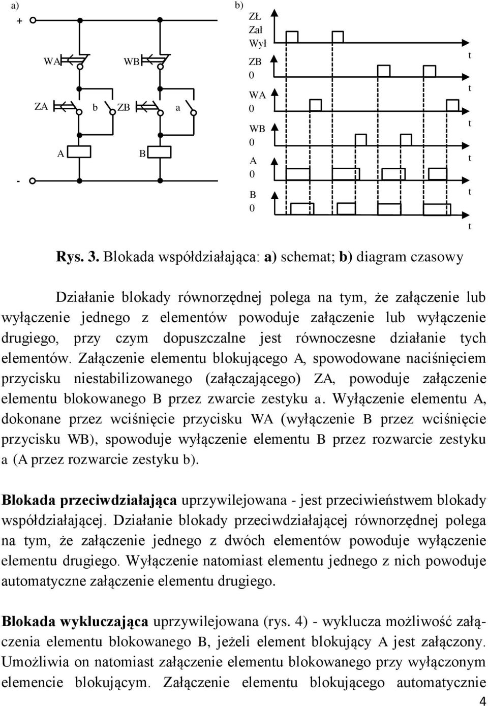 równoczesne dziłnie ych elemenów. Złączenie elemenu lokującego, spowodowne nciśnięciem przycisku niesilizownego (złączjącego) Z, powoduje złączenie elemenu lokownego przez zwrcie zesyku.