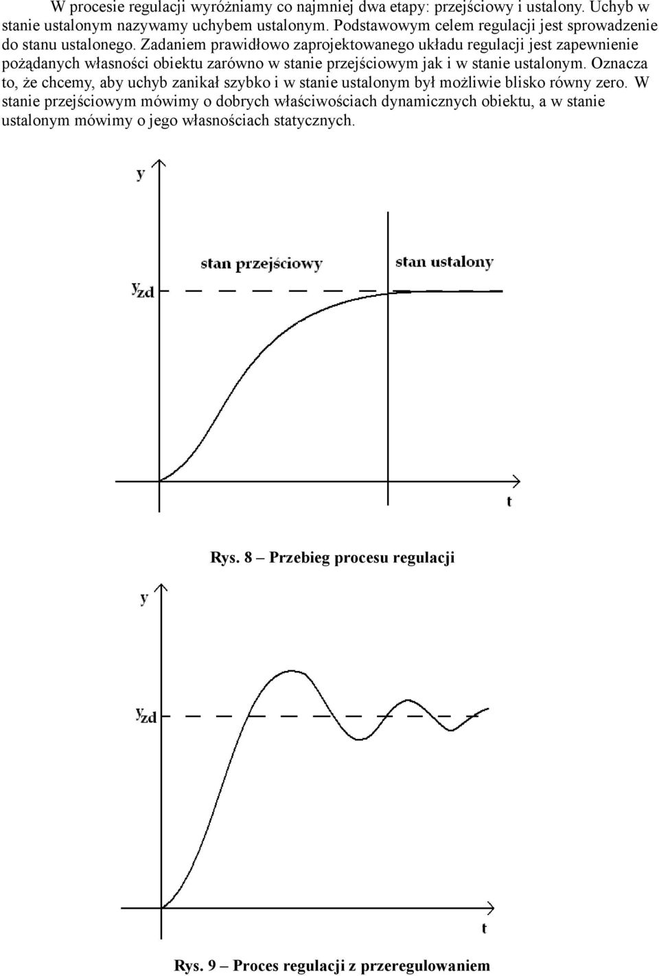 Zadaniem prawidłowo zaprojektowanego układu regulacji jest zapewnienie pożądanych własności obiektu zarówno w stanie przejściowym jak i w stanie ustalonym.