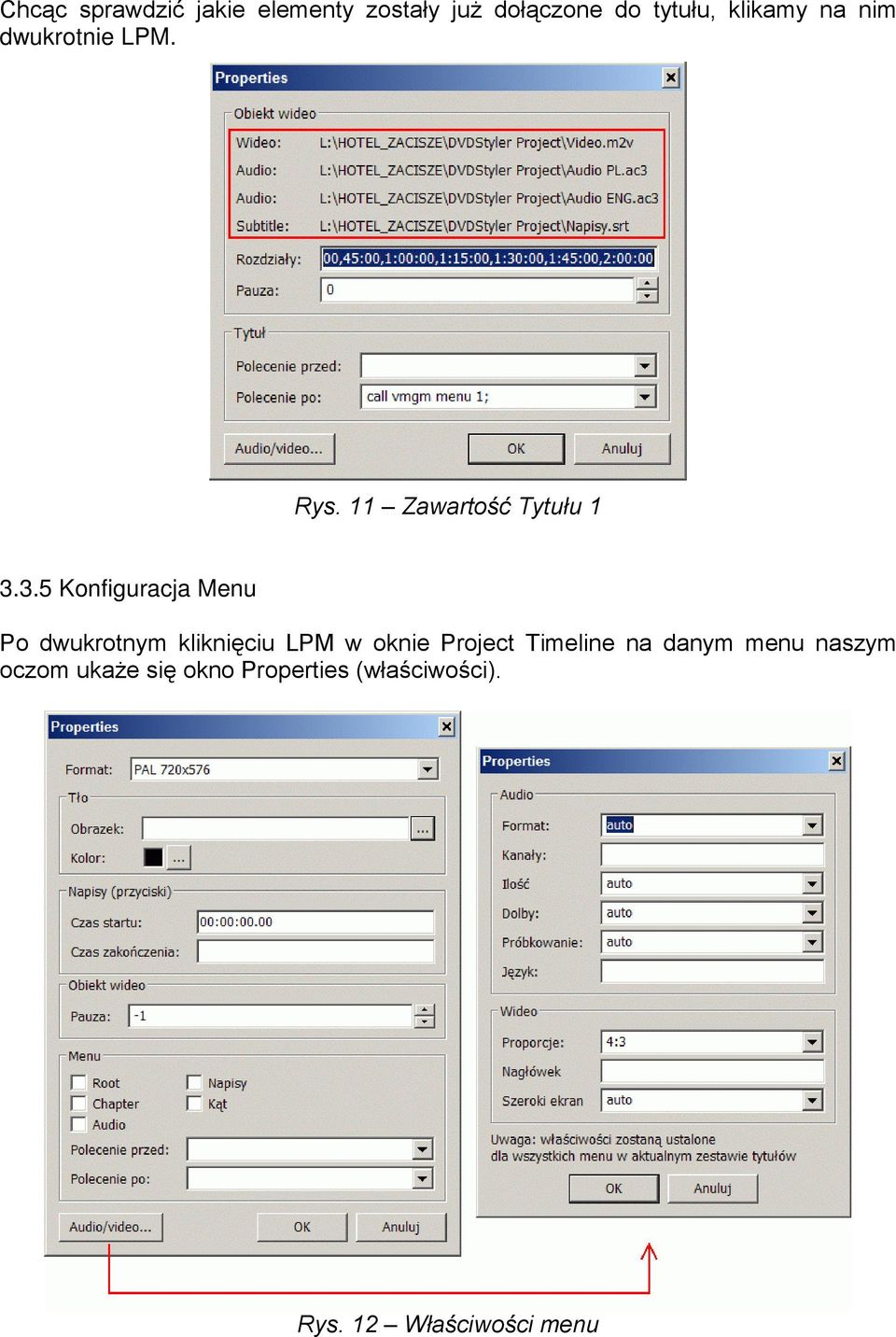 3.5 Konfiguracja Menu Po dwukrotnym kliknięciu LPM w oknie Project