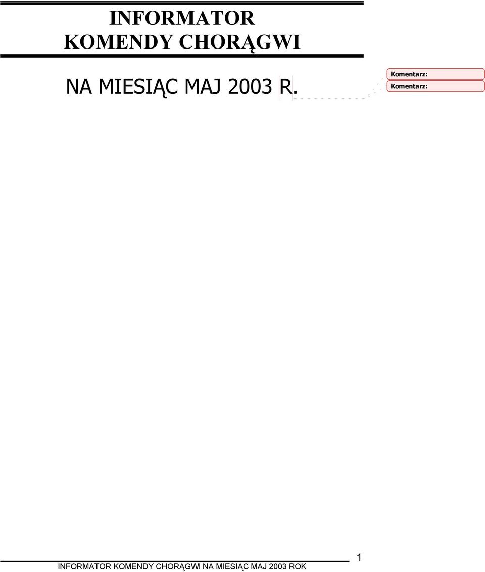 MIESIĄC MAJ 2003 R.