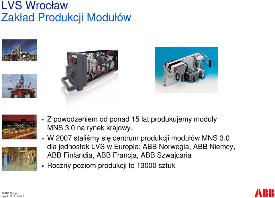 0 dla jednostek LVS w Europie: ABB Norwegia, ABB Niemcy, ABB Finlandia, ABB