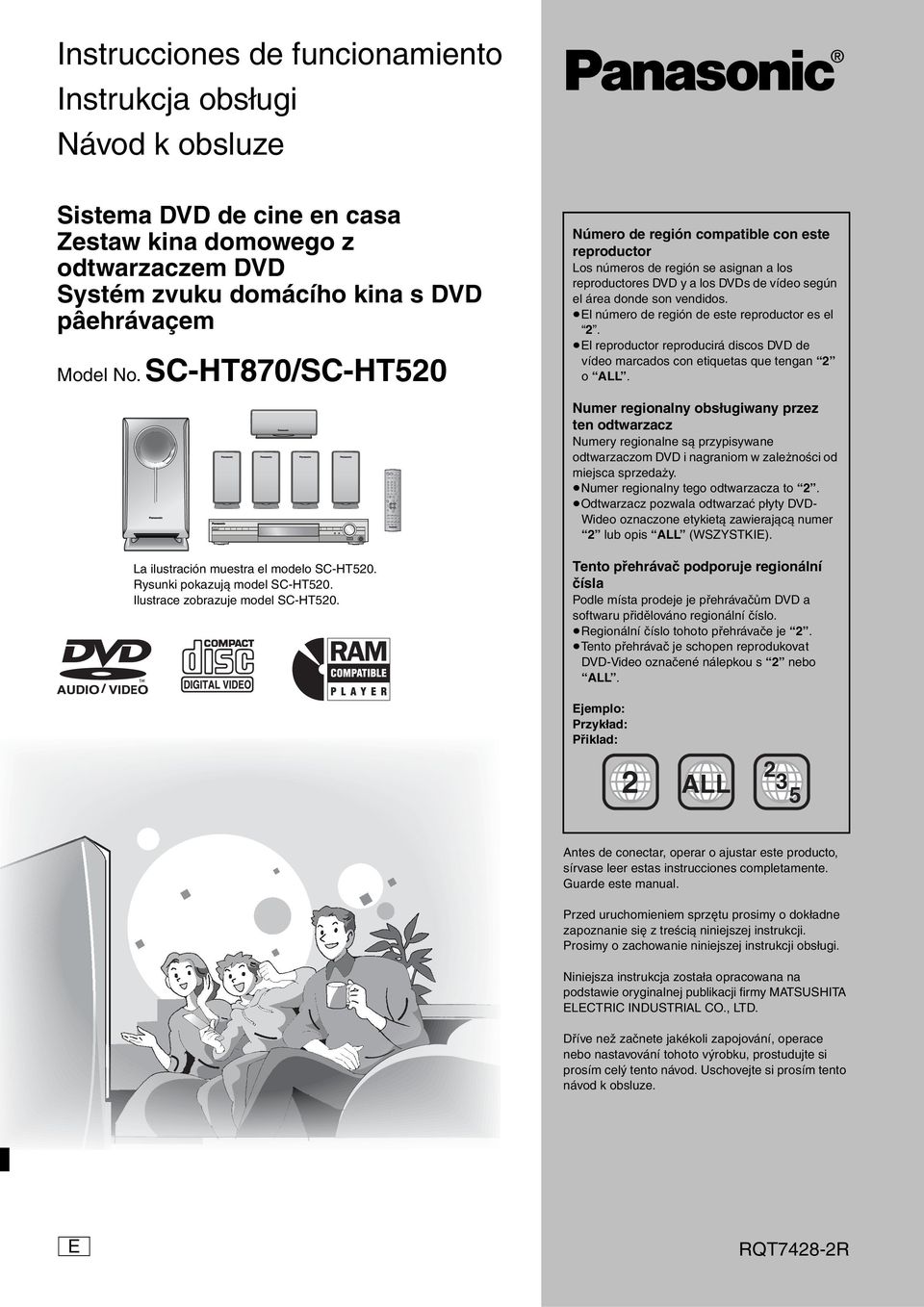 El número de región de este reproductor es el 2. El reproductor reproducirá discos DVD de vídeo marcados con etiquetas que tengan 2 o ALL.