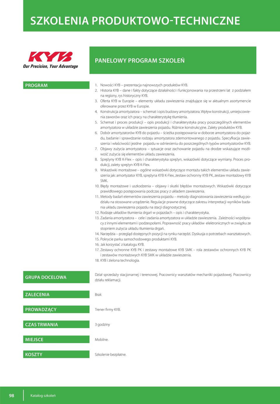 Oferta KYB w Europie elementy układu zawieszenia znajdujące się w aktualnym asortymencie oferowane przez KYB w Europie. 4. Konstrukcja amortyzatora schemat i opis budowy amortyzatora.